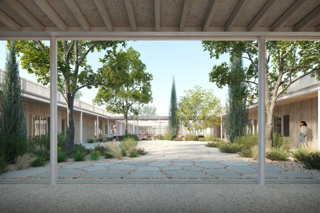 Image en trois dimensions de la cours intérieure du Pôle culture-jeunesse.