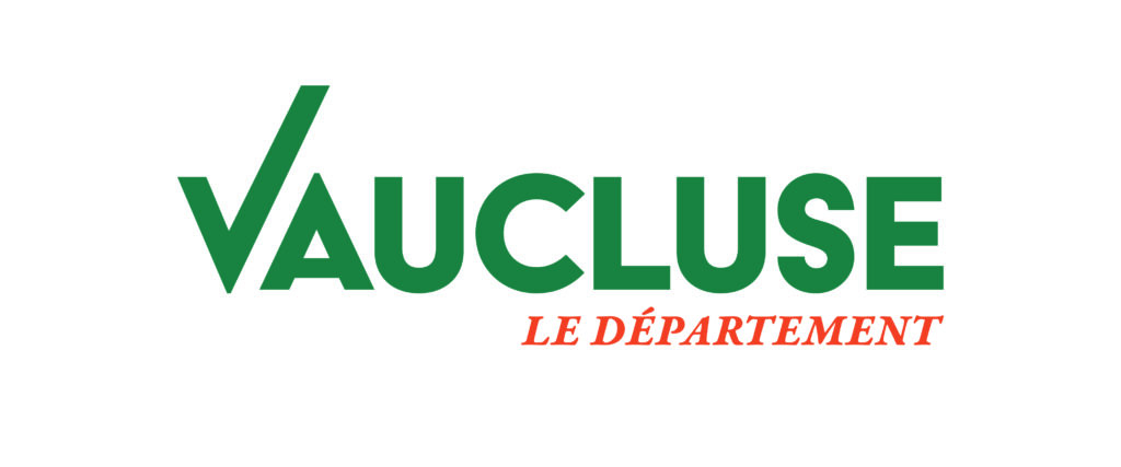 Logo du Département de Vaucluse, vert et rouge.