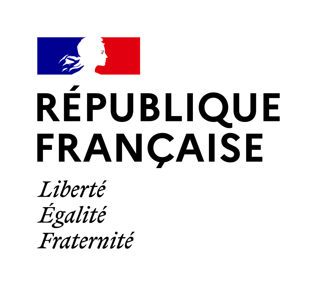 Logo de l'Etat avec l'intitulé République française et la devise Liberté, égalité, fraternité.
