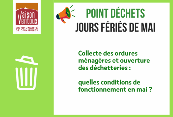 Point déchets : jours fériés de mai