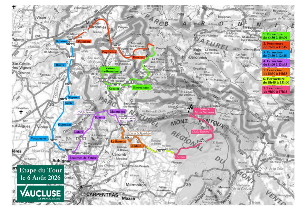 Cartes des routes fermées le 6 août 2026 Tour de France