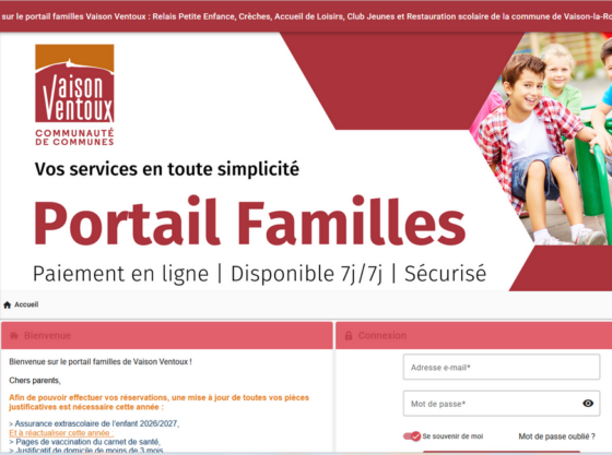 Portail familles Vaison Ventoux : mise à jour des dossiers